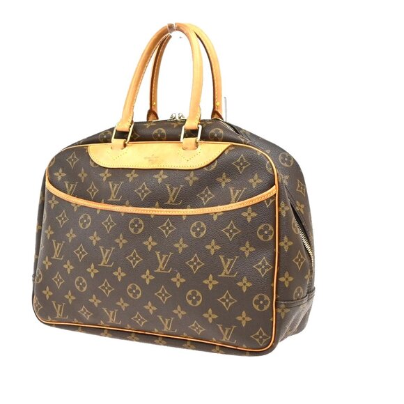 LOUIS VUITTON LV Logo Deauville Hand Bag Monogram Leather Brown M47270 10EF363 - Picture 1 of 16